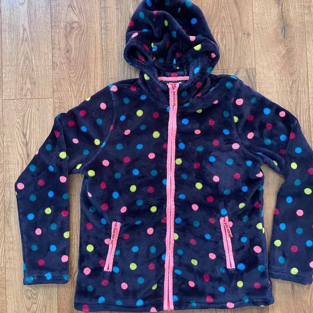 Lands’ End Girls Navy soft fleece jacket Hoodie. Size 16+